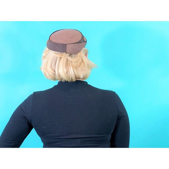 Vintage 1950s Brown Hat Tweed Neumann Endler Textured Wool Beret - Picture 10 of 10